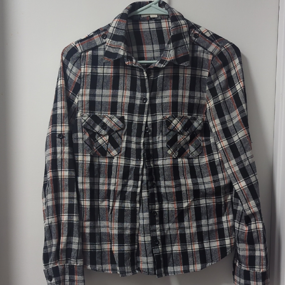 Love Tree Black and White Plaid Shirt